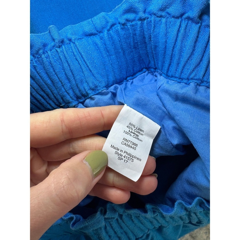 J.Crew Mini Skirt Size 2 Blue Linen Cotton Paperbag Waist Pockets 41575 - Picture 5 of 5